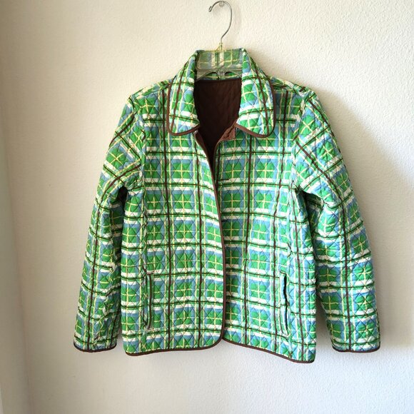 Cervelle Quilted Reversible Jacket Vintage Women's Size 8 Brown Plaid - Picture 2 of 6